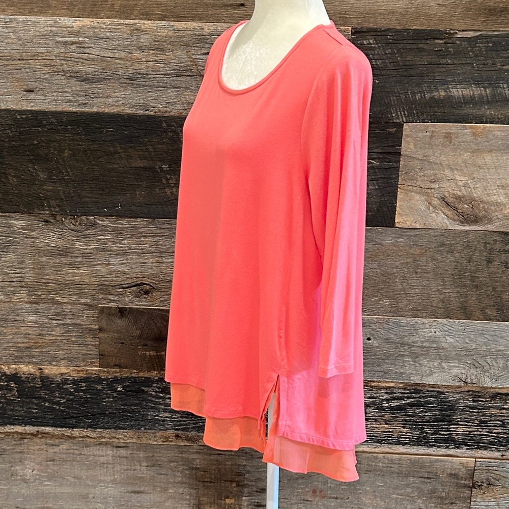 Soft Surroundings Marique Tunic Coral Top 3/4 Sleeve Medium - Picture 4 of 6